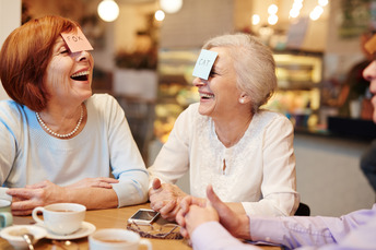 Senior ladies enjoying amenities.